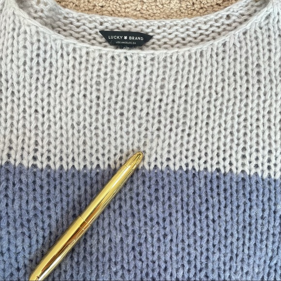 Lucky Brand Bold Stripe Pullover Wool Blend Fuzzy Knit Sweater Size Small - Picture 13 of 14